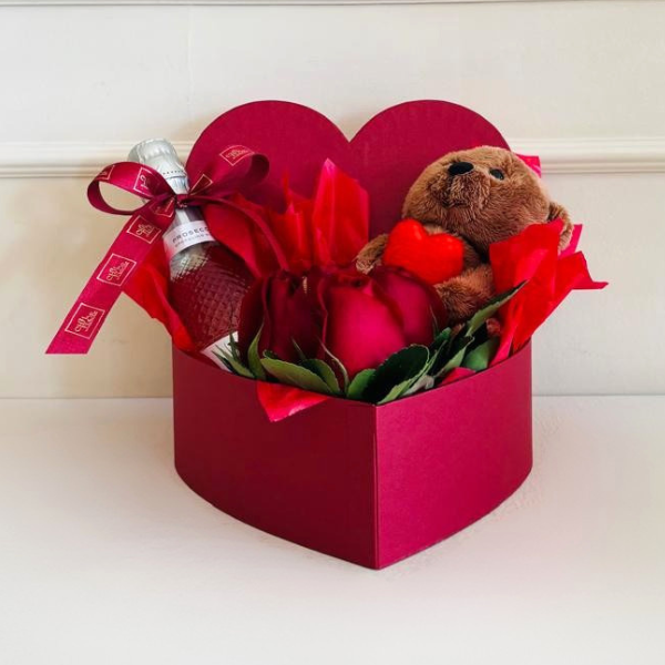 Chil Box Coração P Mini Espumante, Rosa Vermelha e Mini Urso - Imagem 2