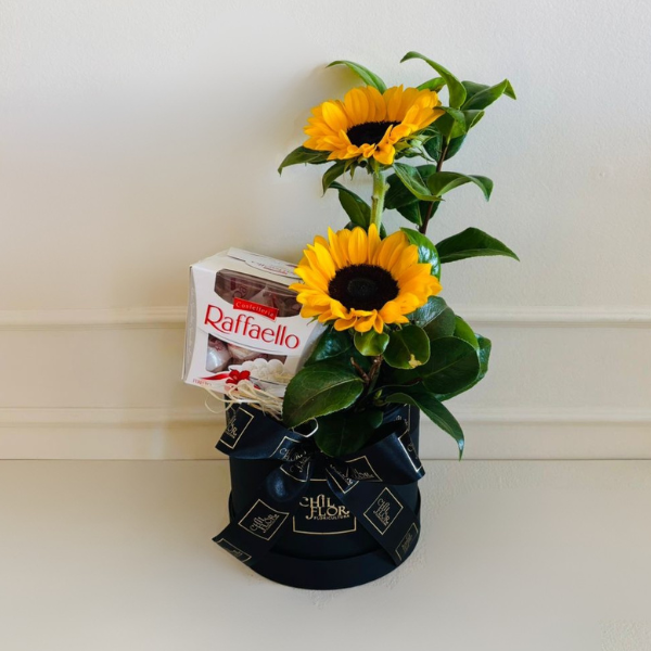Chil Box Redonda M Girassóis e Chocolate Raffaello