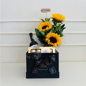 Chil Box Quadrada M Girassóis, Chocolate e Vinho