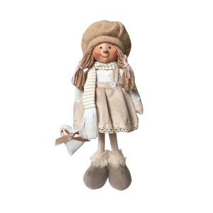 Boneca Tecido Bege Decorativa Natal