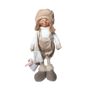 Boneco Tecido Bege Decorativo Natal