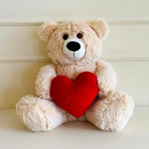 Pelúcia Urso Fofinho com Coração (20cm de altura)