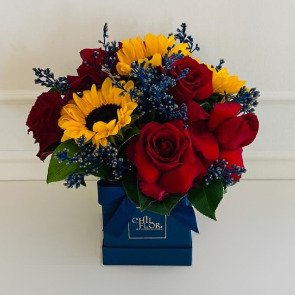 Chil Box Quadrada P Girassol e Rosa Vermelha - Imagem 2