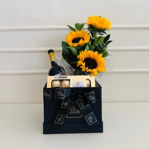 Chil Box Quadrada M Girassóis, Chocolate e Vinho Porta 6